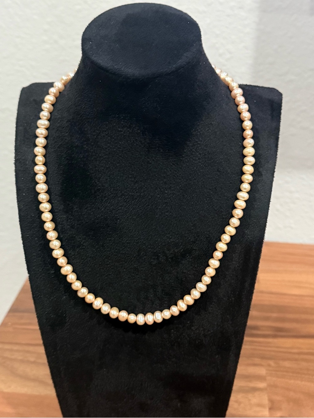 Classic Freshwater Peach Champagne Pearl Strand Necklace